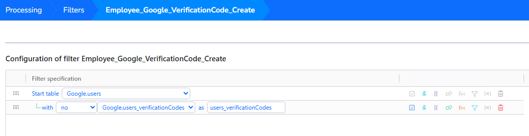 Filter that selects Google users without verification codes