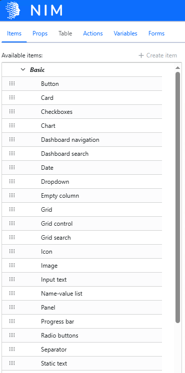 Form item library