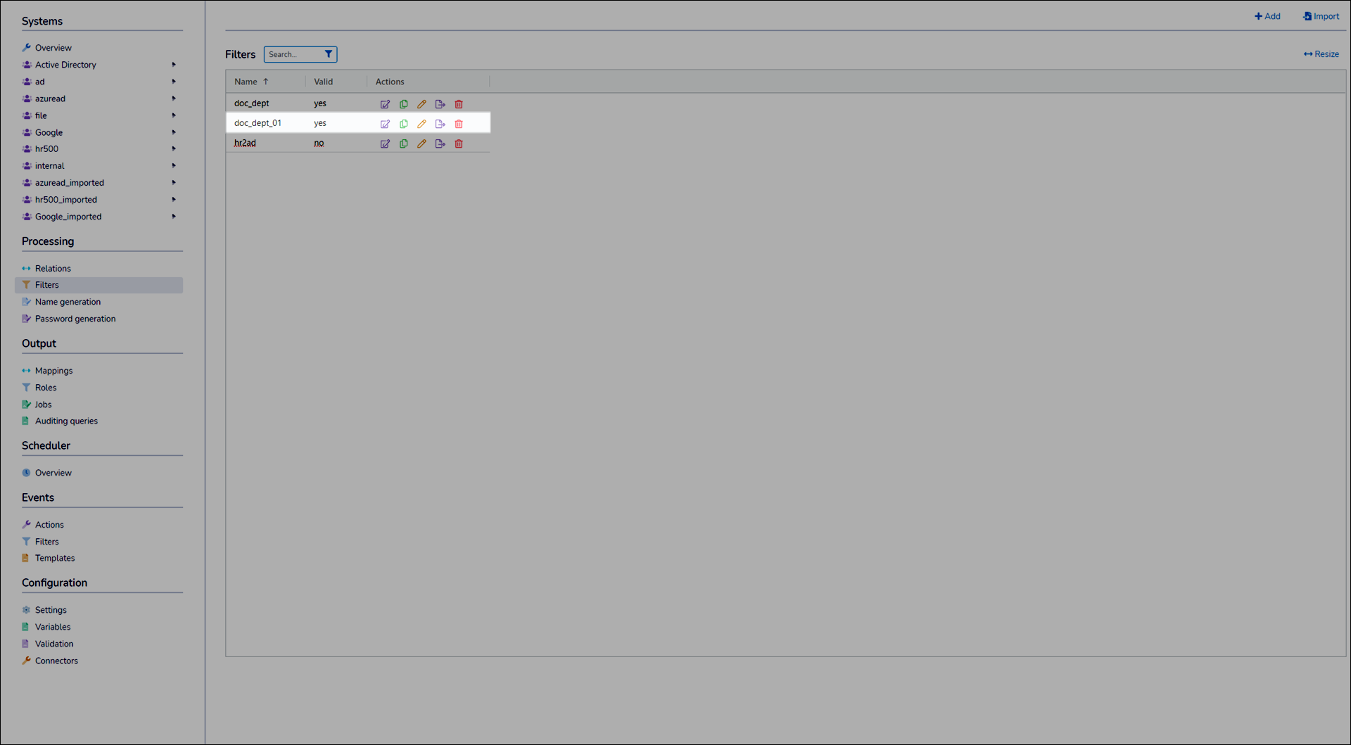 Imported filter in the Filters pane