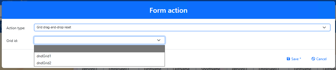 Configure a drag-and-drop reset