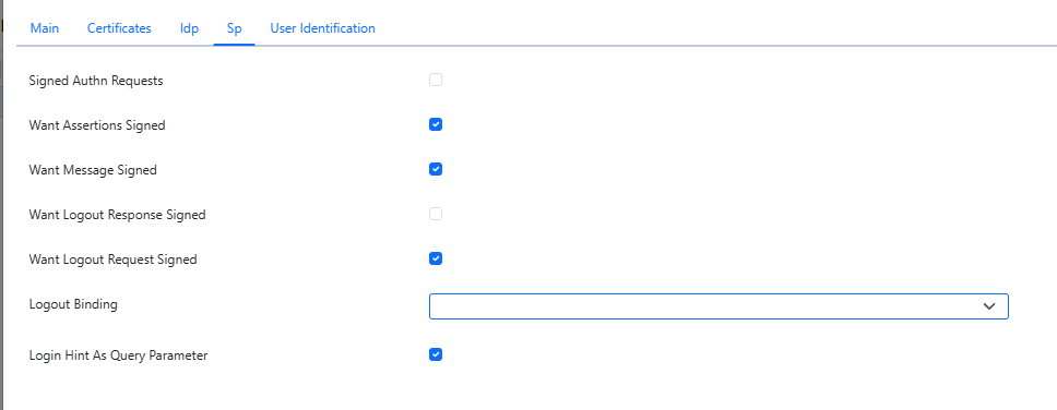 NIM SAML SP settings with Signed Authn Requests cleared
