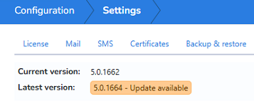 Installed and available NIM versions in Version settings