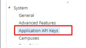 Application API Keys in CampusNexus System settings