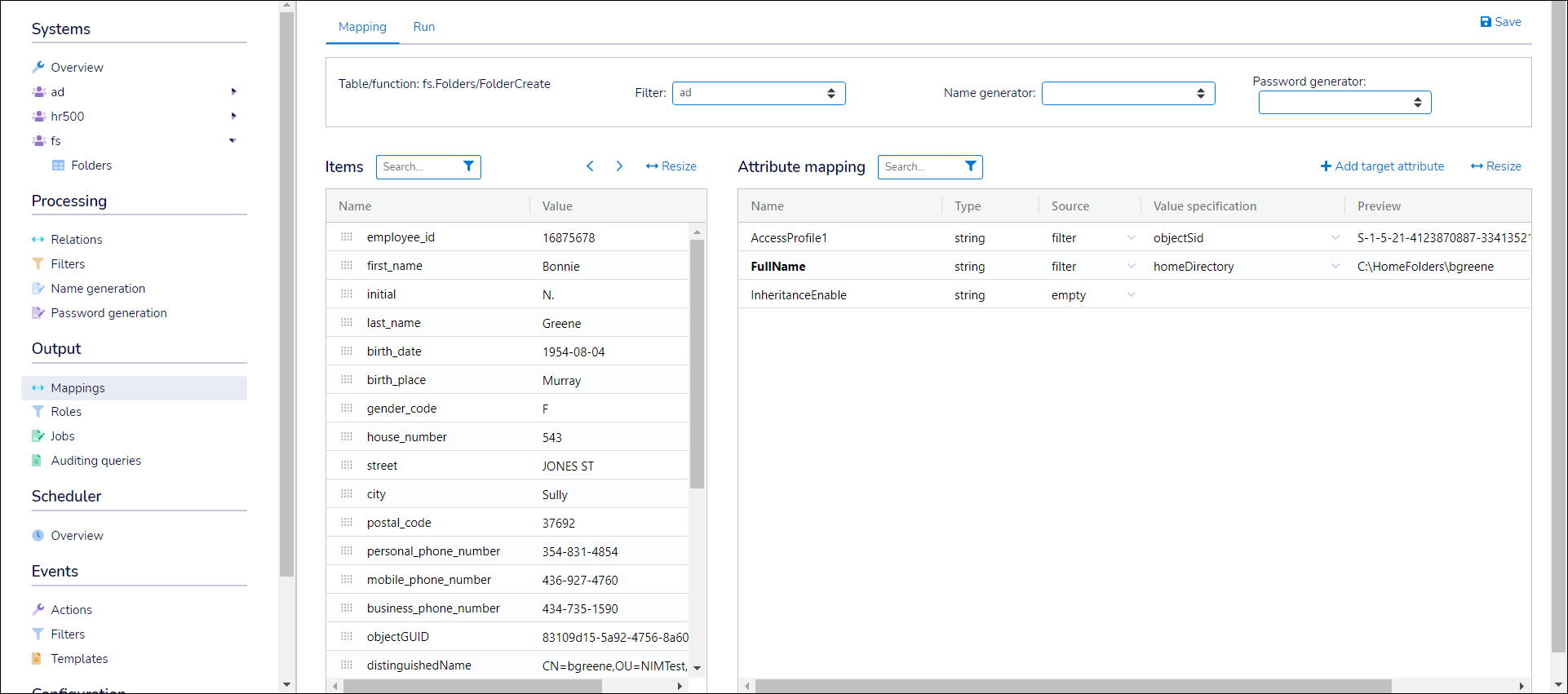 FolderCreate mapping example