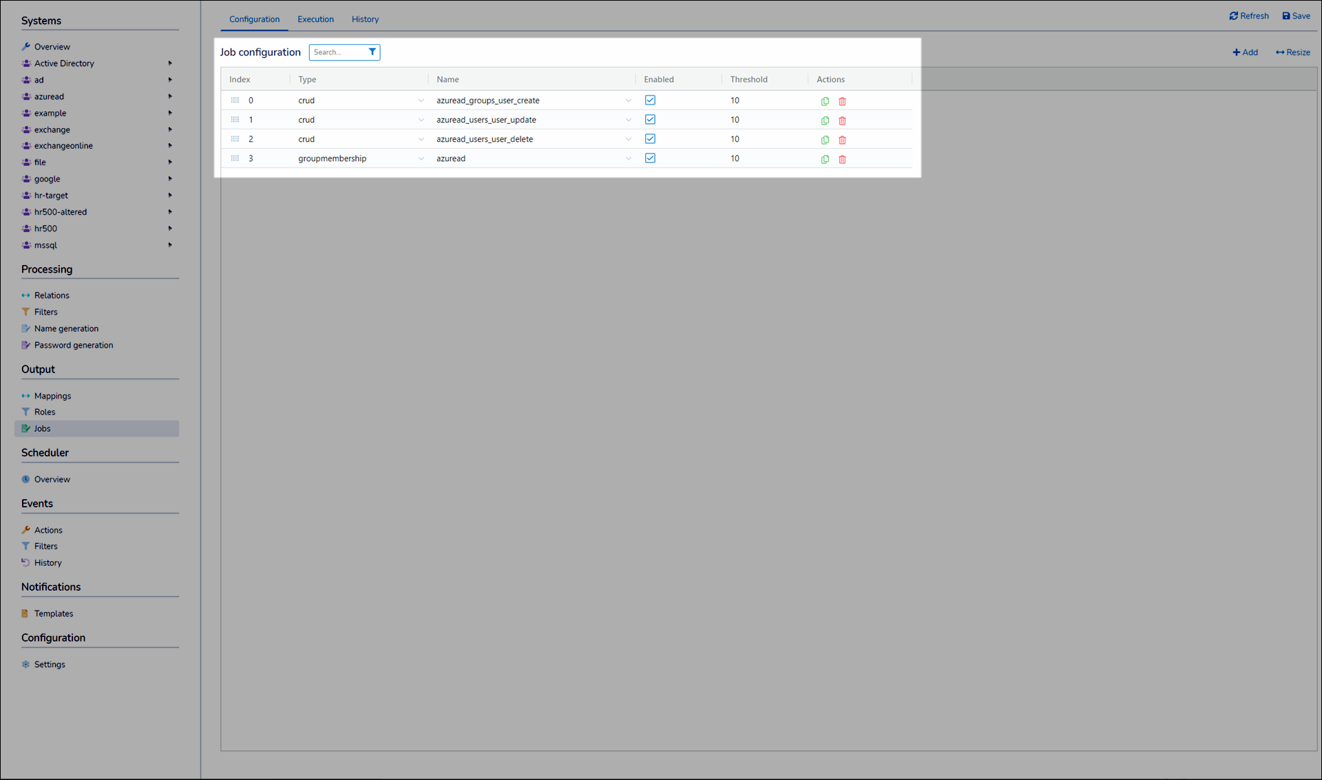 Configure job operations