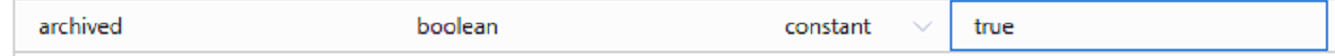 Archived target attribute configured as a boolean constant with the value true