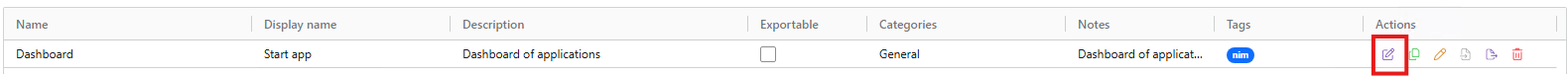 Edit an app from the Actions column
