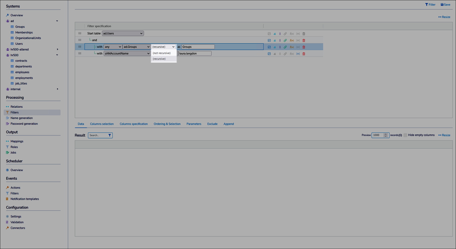 Select the recursive relation option