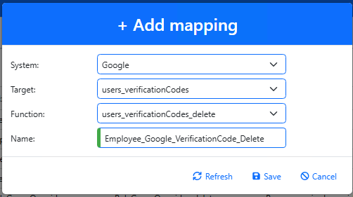 Delete Google verification code mapping