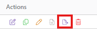 App Actions column with the Export button outlined in red