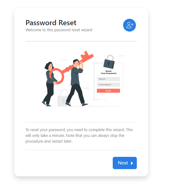 NIM password reset welcome screen