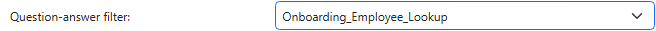 Question-answer filter set to Onboarding Employee Lookup