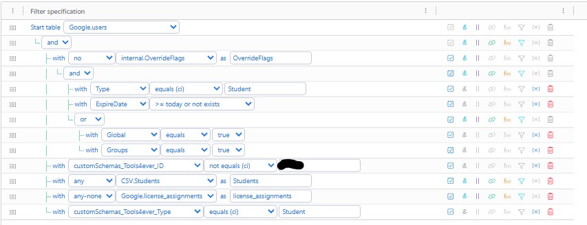 Example filter for a fundamental student license